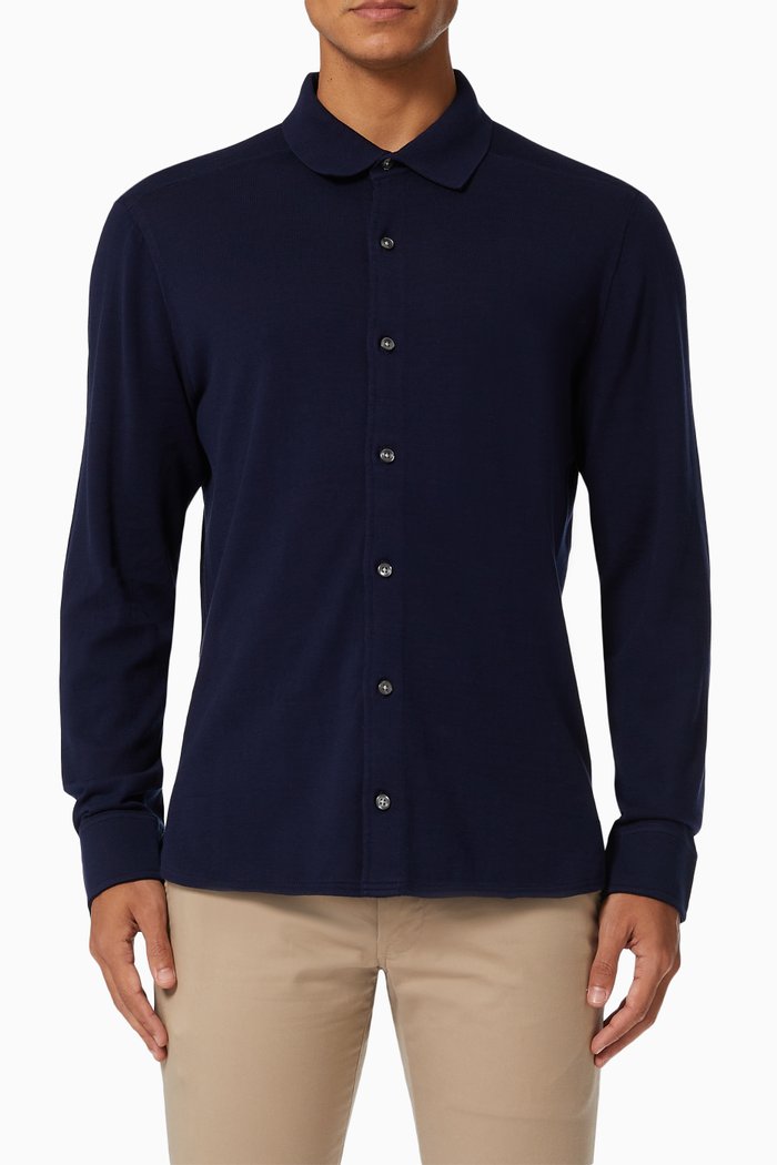 

Shirt Jumper in Cotton Knit, Blue