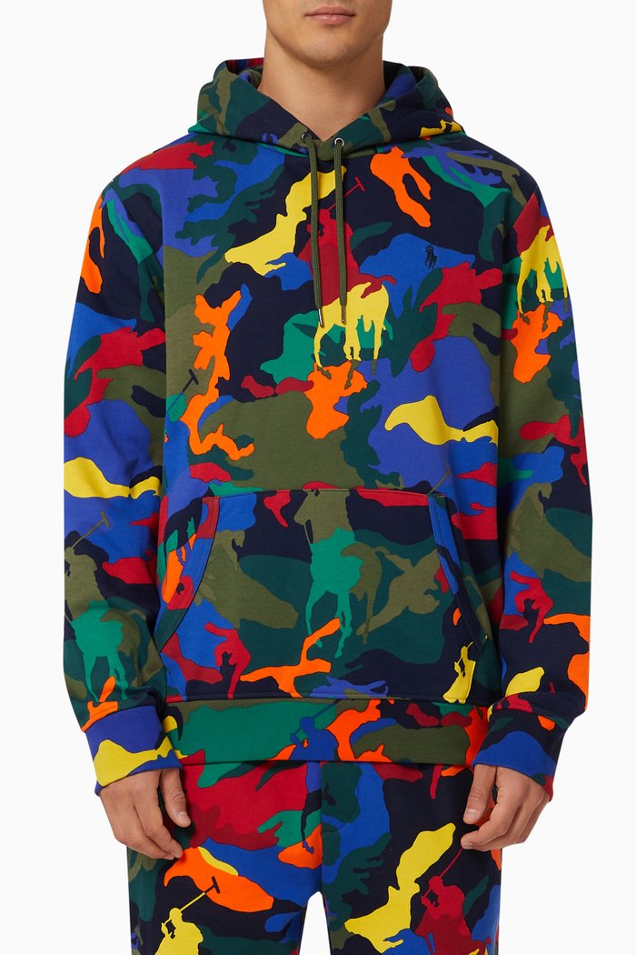 

Polo Pony Camo Hoodie in Double-knit Jersey, Multicolour