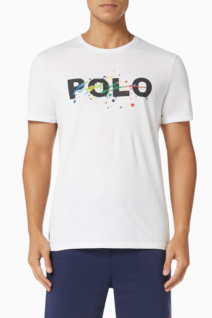 

Graphic Logo Print T-shirt in Cotton Jersey, White