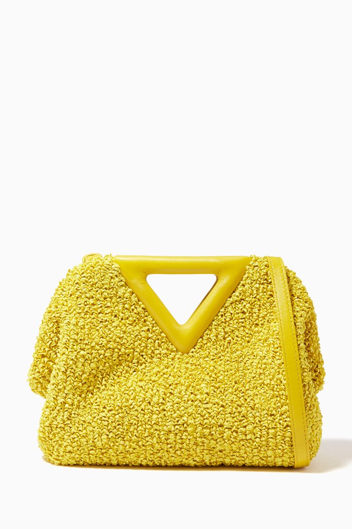 

Small Point Top Handle Bag in Curly Raffia, Yellow