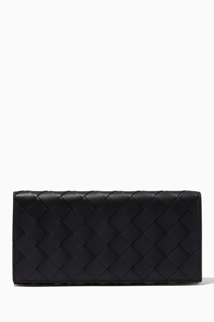 

Continental Wallet in Intrecciato Calfskin, Black