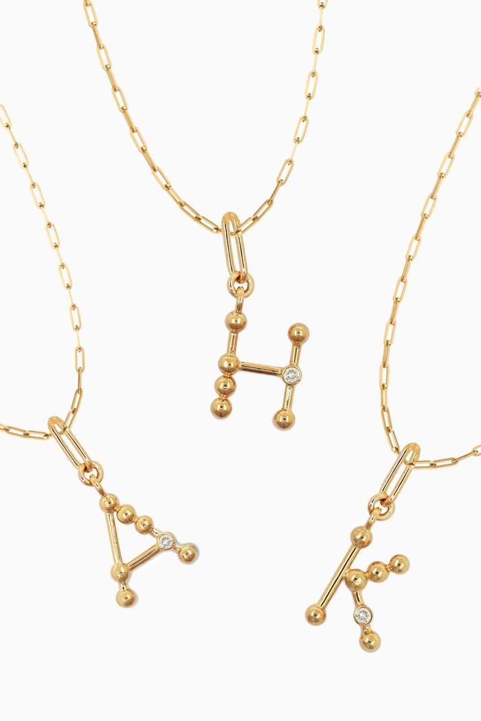Initial Necklace with Diamond in 18kt Yellow Gold