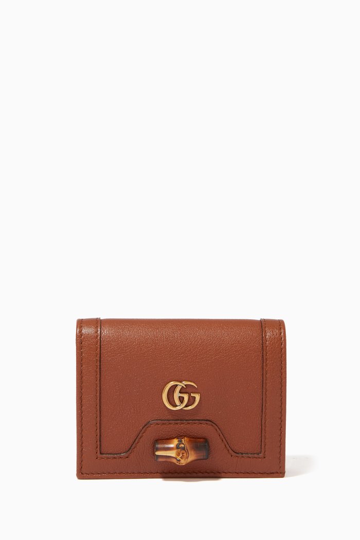 

Diana Card Case Wallet in Leather, Brown