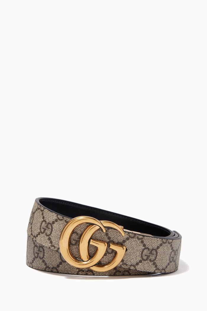 

GG Marmont Reversible Belt in GG Supreme Canvas & Leather, Black