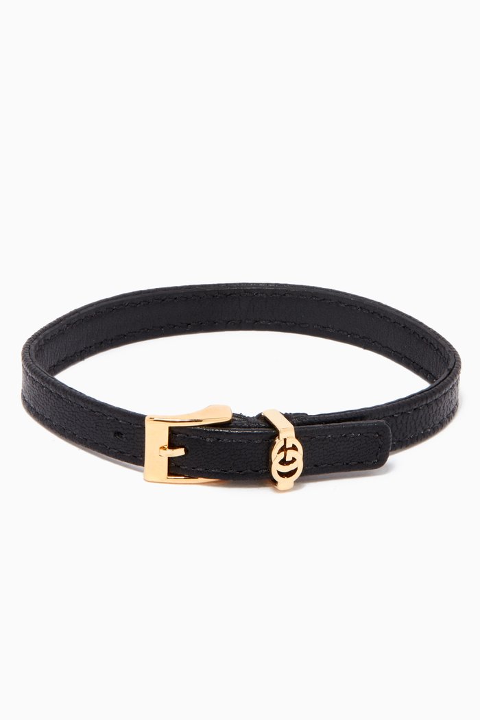 

Double G Bracelet in Leather, Black