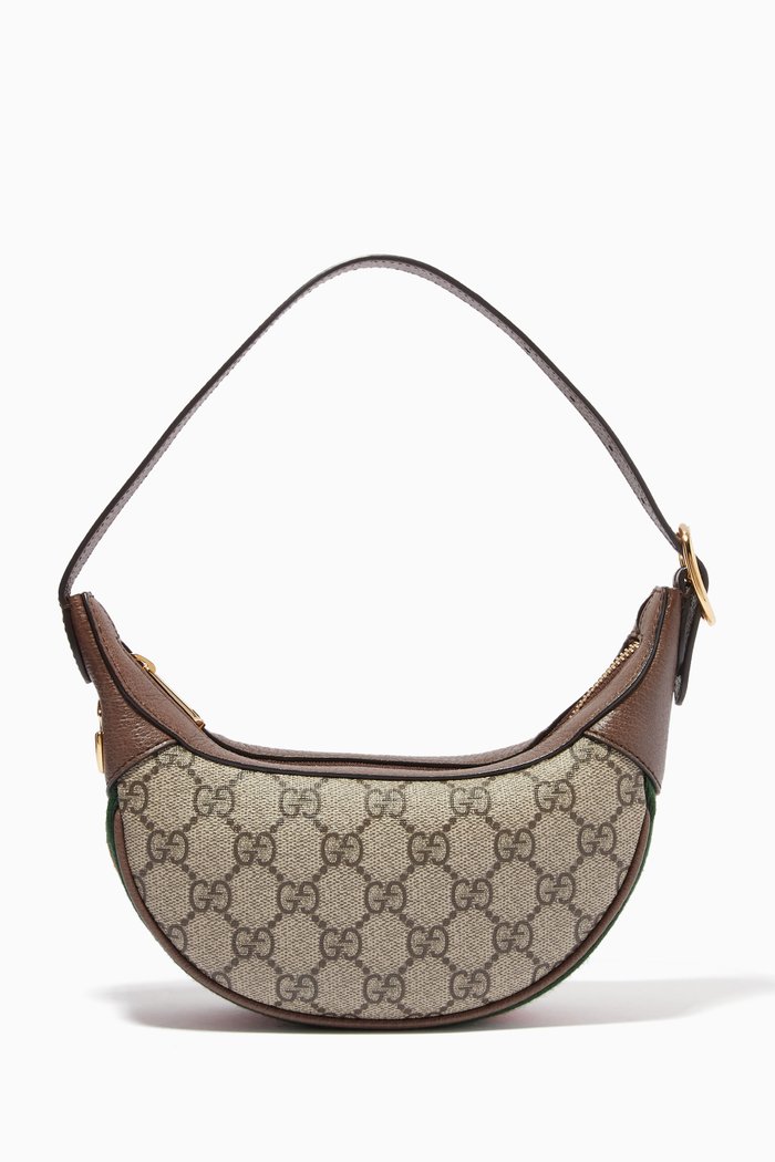 Mini Ophidia Bag in GG Supreme Canvas, Brown