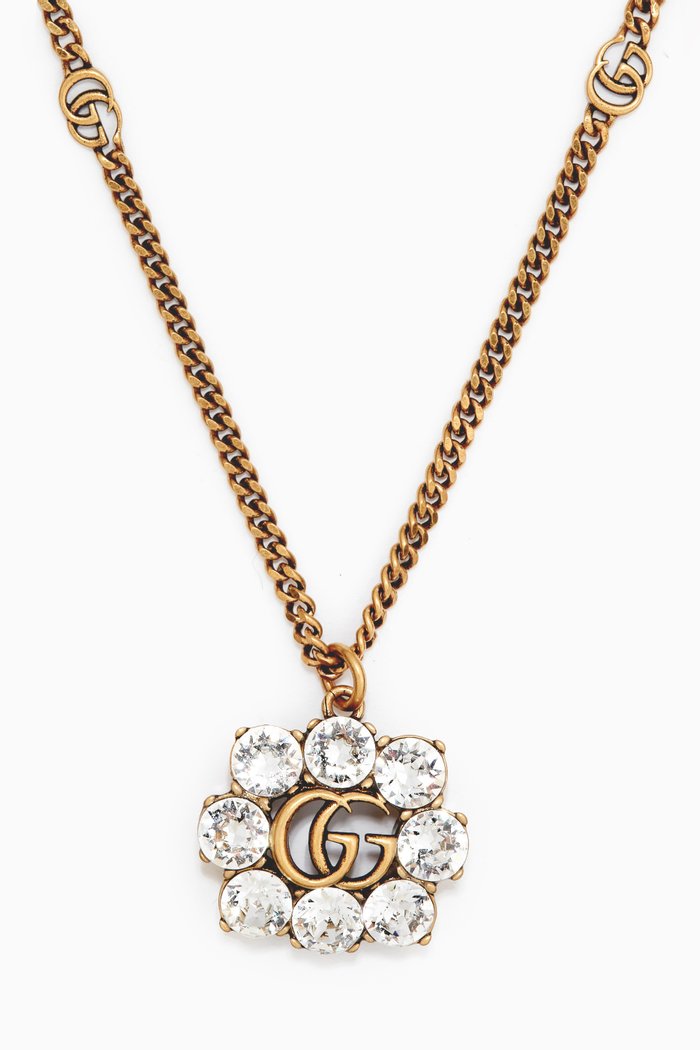 

Crystal Double G Necklace, Gold