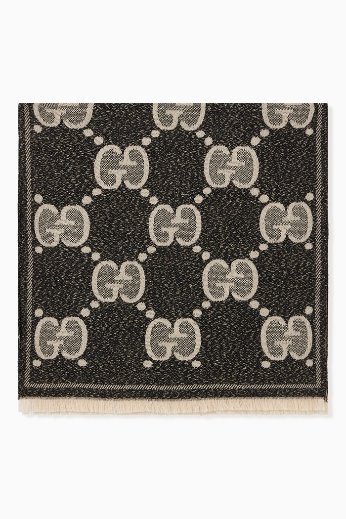 Scarf in GG Wool Jacquard, Black