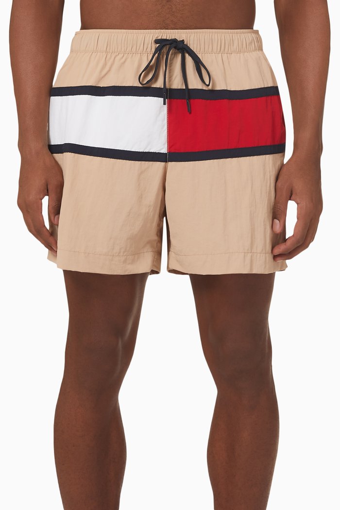 

Flag Swim Shorts in Recycled Nylon, Neutral