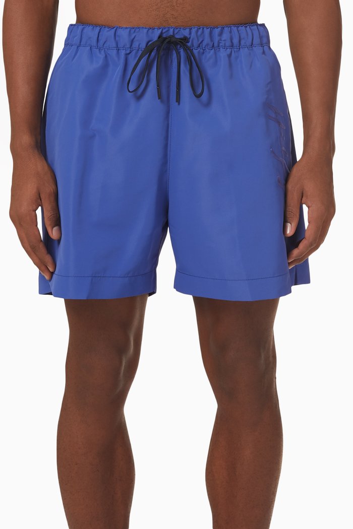 

Mid Length Signature Logo Swim Shorts, Blue