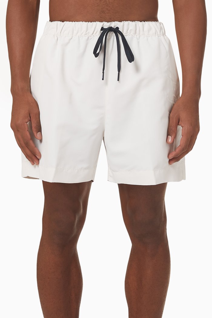 

Mid Length Signature Logo Swim Shorts, White