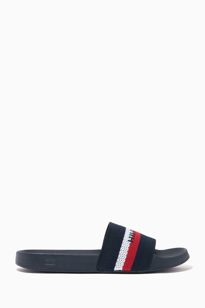 Knitted Pool Slides, Blue