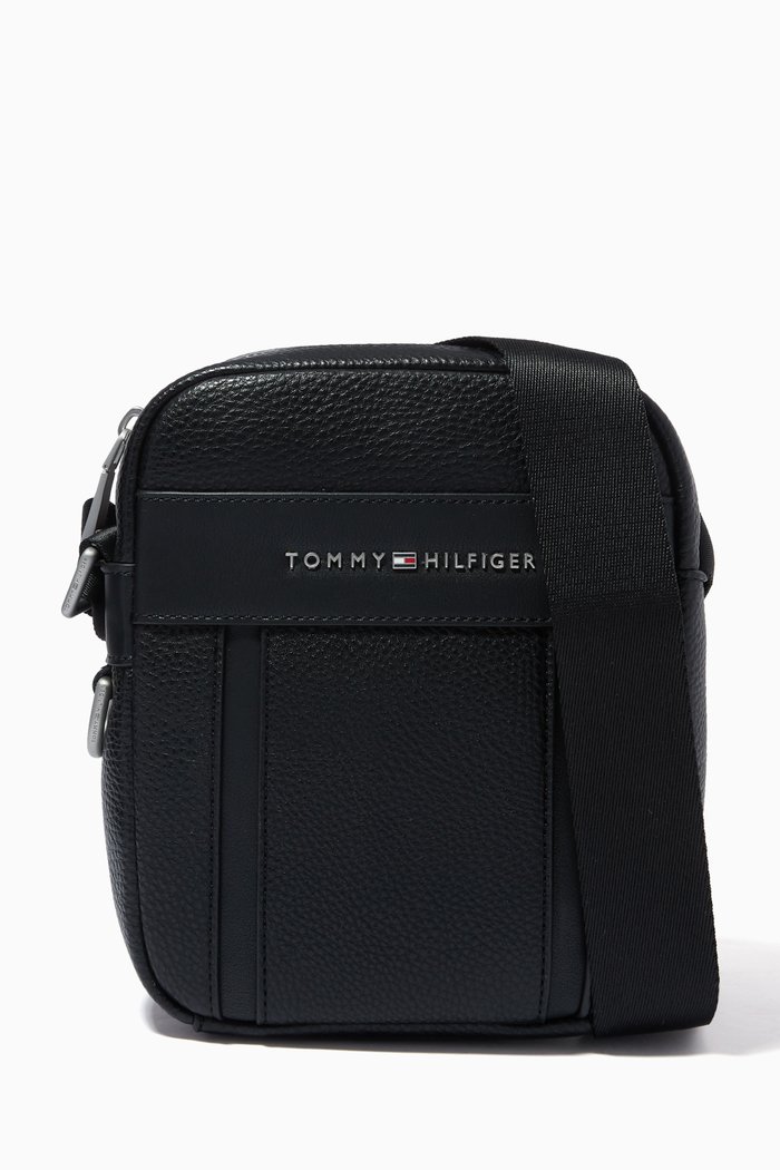 

Downtown Mini Reporter Bag in Faux Leather, Black