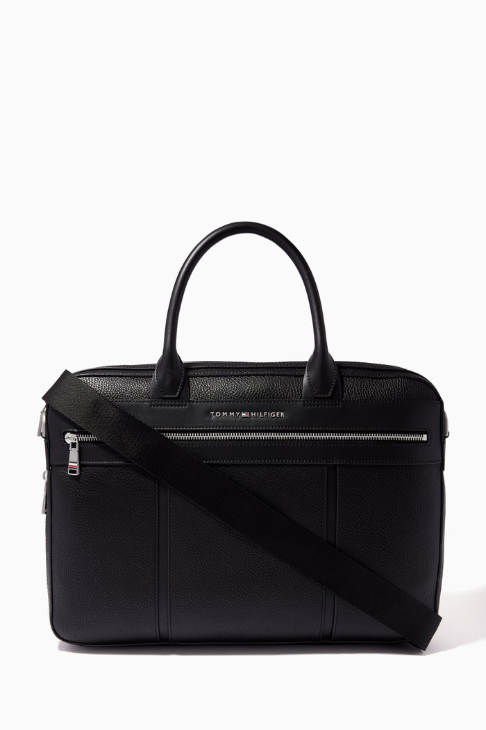 Downtown Laptop Bag in Faux Leather, Black