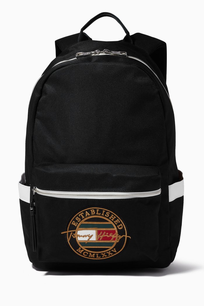 

Signature Logo Embroidery Backpack in Canvas, Black