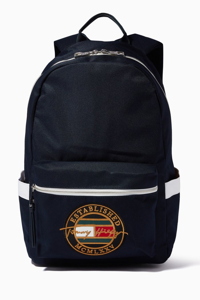 

Signature Logo Embroidery Backpack in Canvas, Blue