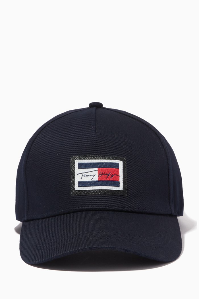 

Signature Flag Baseball Cap in Organic Cotton, Blue