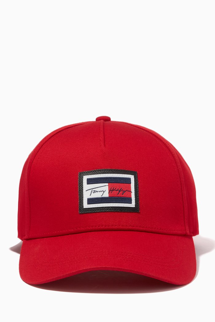 

Signature Flag Baseball Cap in Organic Cotton, Red