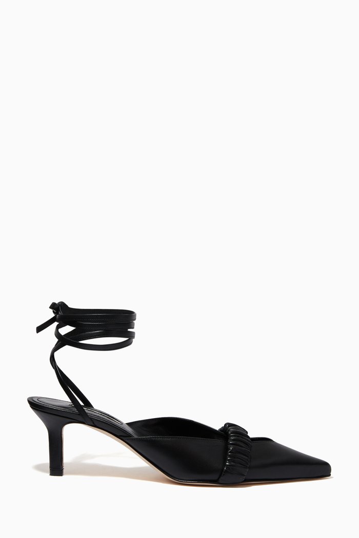 

Chouchou Lace Heels in Leather, Black