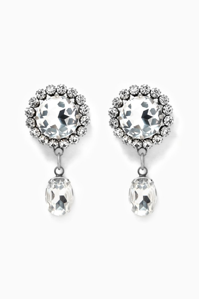 

Crystal Pendant Drop Clip Earrings, Silver