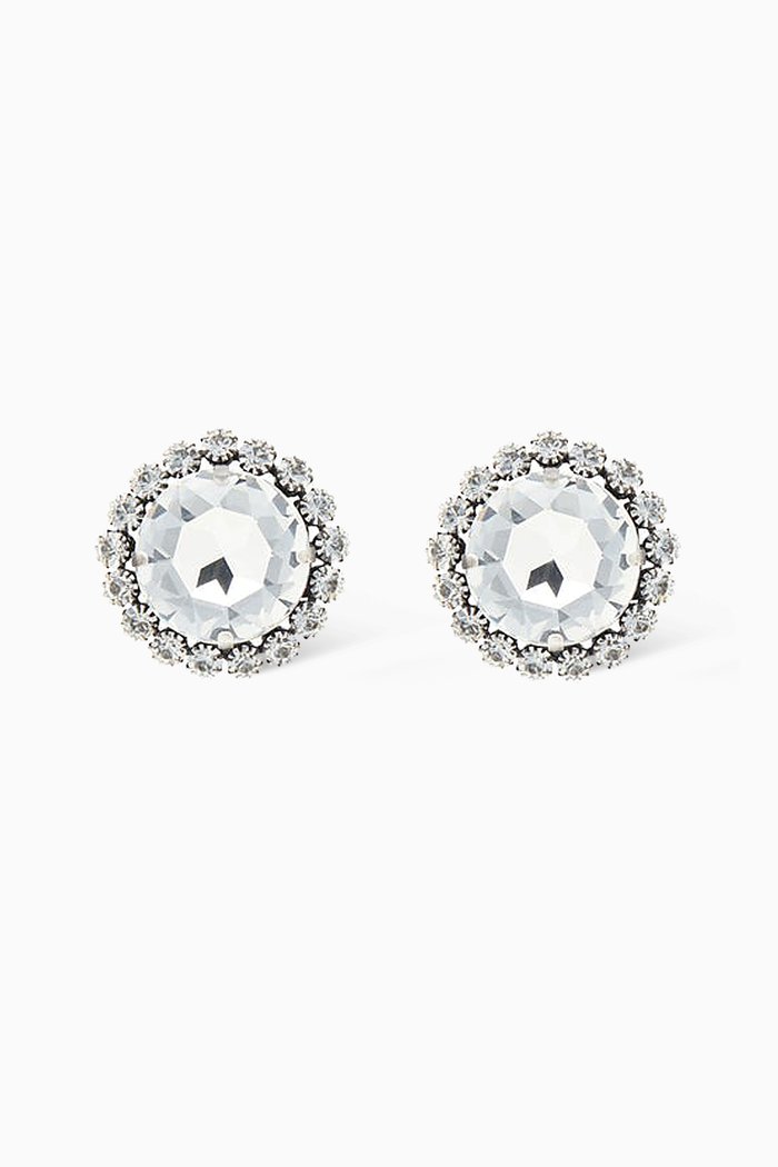 

Crystal Clip Stud Earrings, Silver