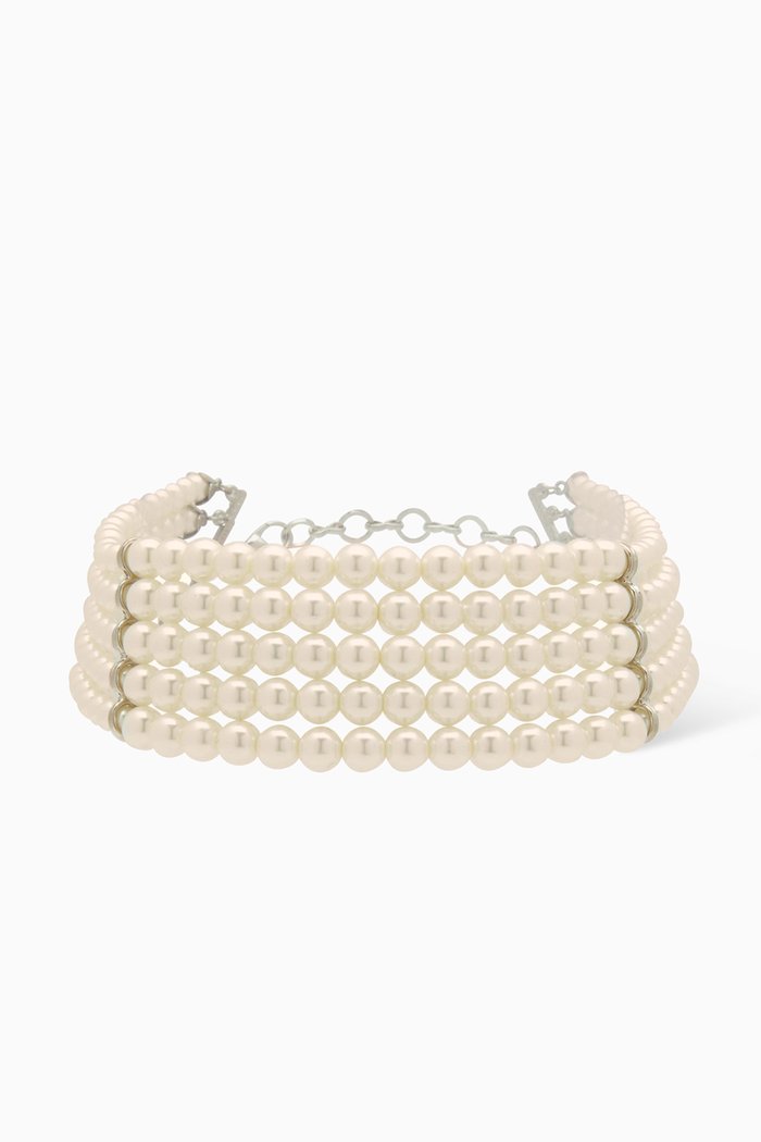 

Multi Strand Pearl Choker, White