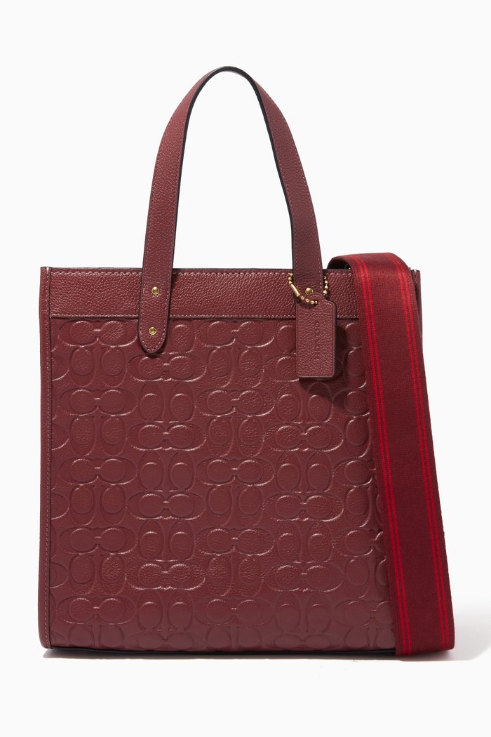 

Field Tote Bag in Signature Embossed Leather, Red