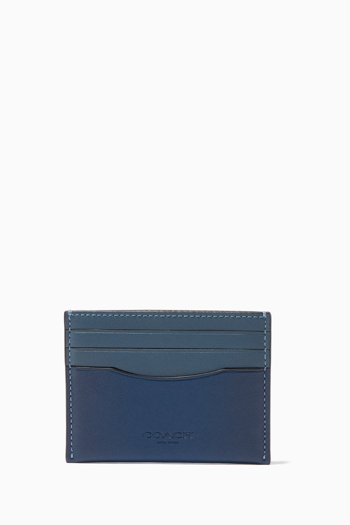 

Card Case in Colour-block Leather, Blue