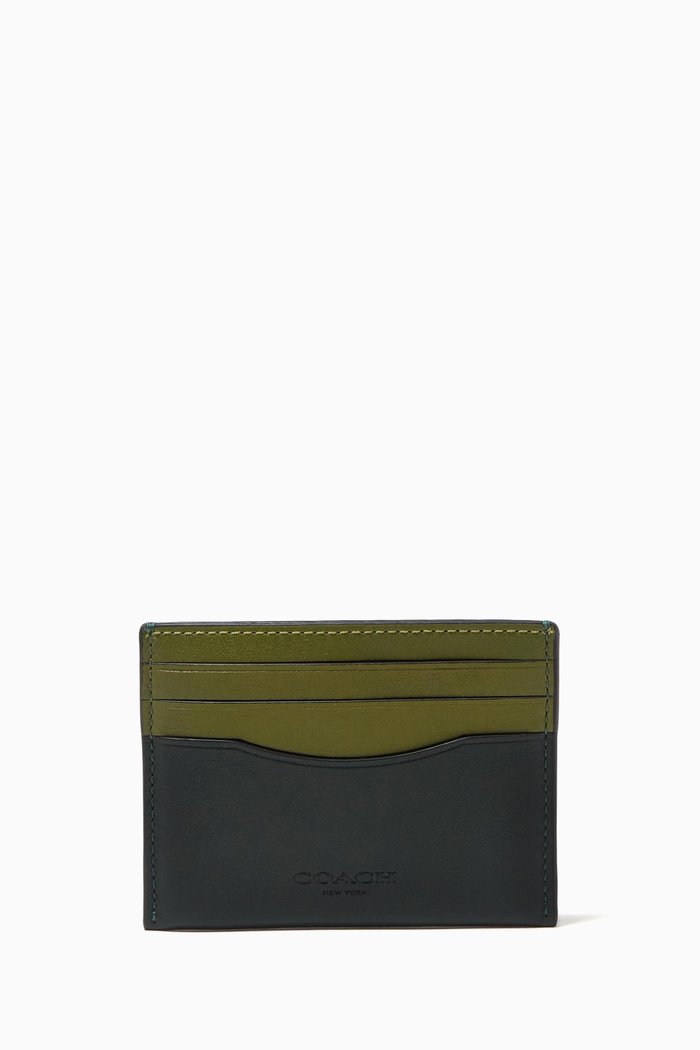 

Card Case in Colour-block Leather, Green