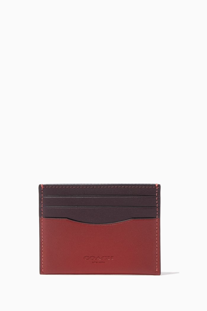 

Card Case in Colour-block Leather, Red