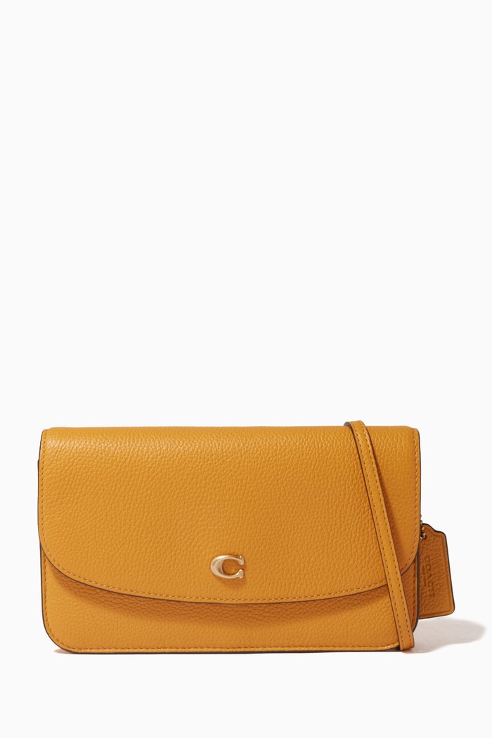 Hayden Crossbody in Pebble Leather, Yellow