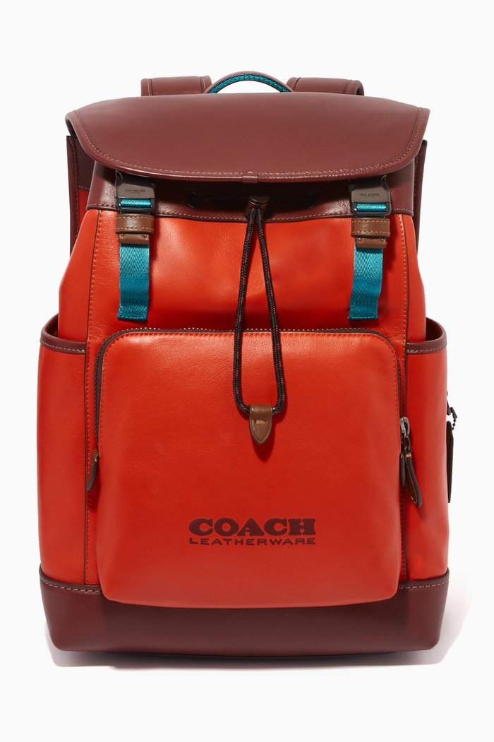 

League Flap Backpack in Calf Leather, Multicolour
