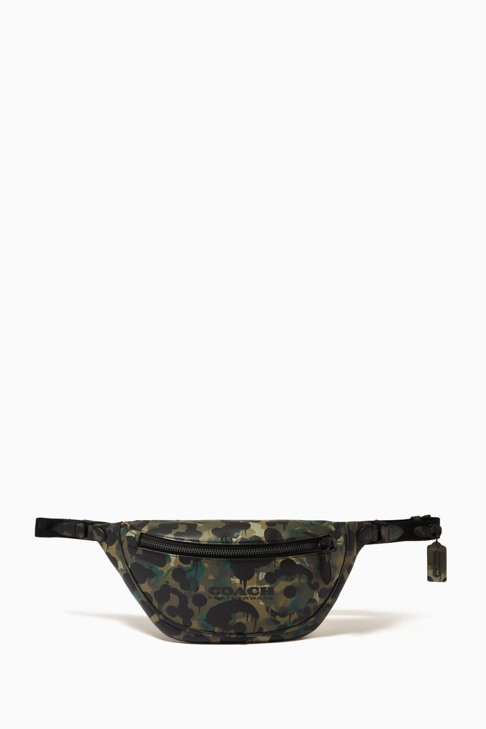 

League Belt Bag in Camo Print Leather, Multicolour