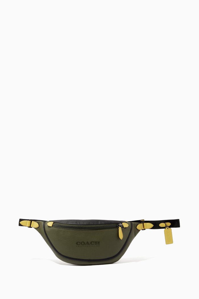 League Belt Bag in Colour-block Leather, Green