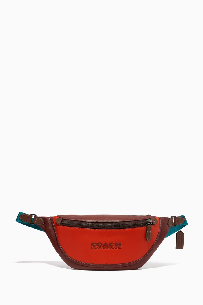

League Belt Bag in Colour-block Leather, Multicolour