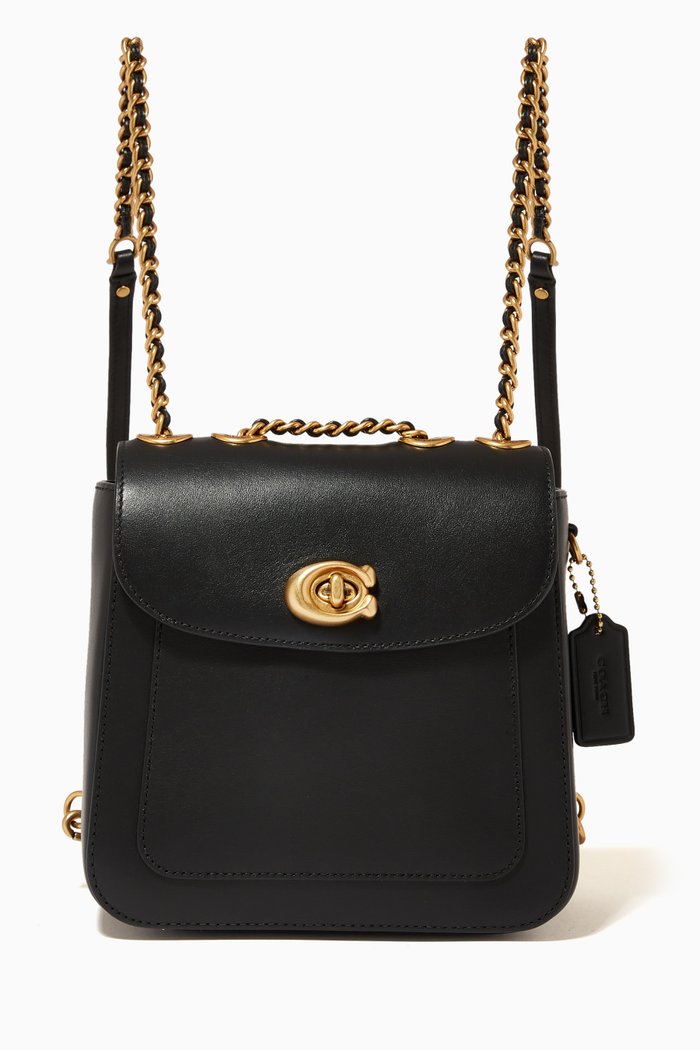 

Madison Convertible Backpack 18 in Leather, Black