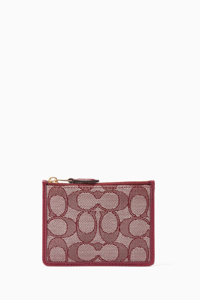 

Mini Skinny ID Case in Signature Jacquard, Brown