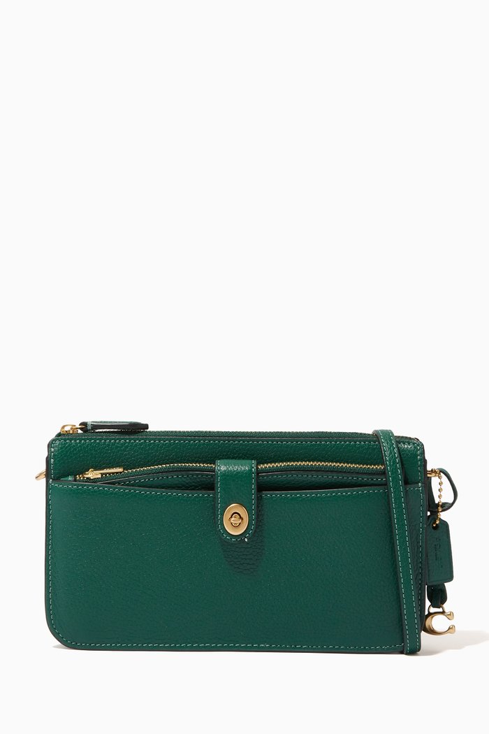 Noa Pop-up Messenger in Pebbled Leather, Brown