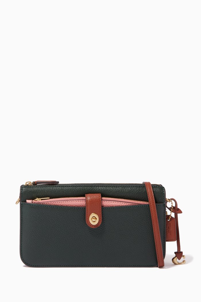 

Noa Pop-up Messenger in Colour-block Pebbled Leather, Green
