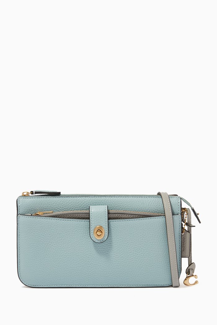 Noa Pop-up Messenger in Colour-block Pebbled Leather, Grey