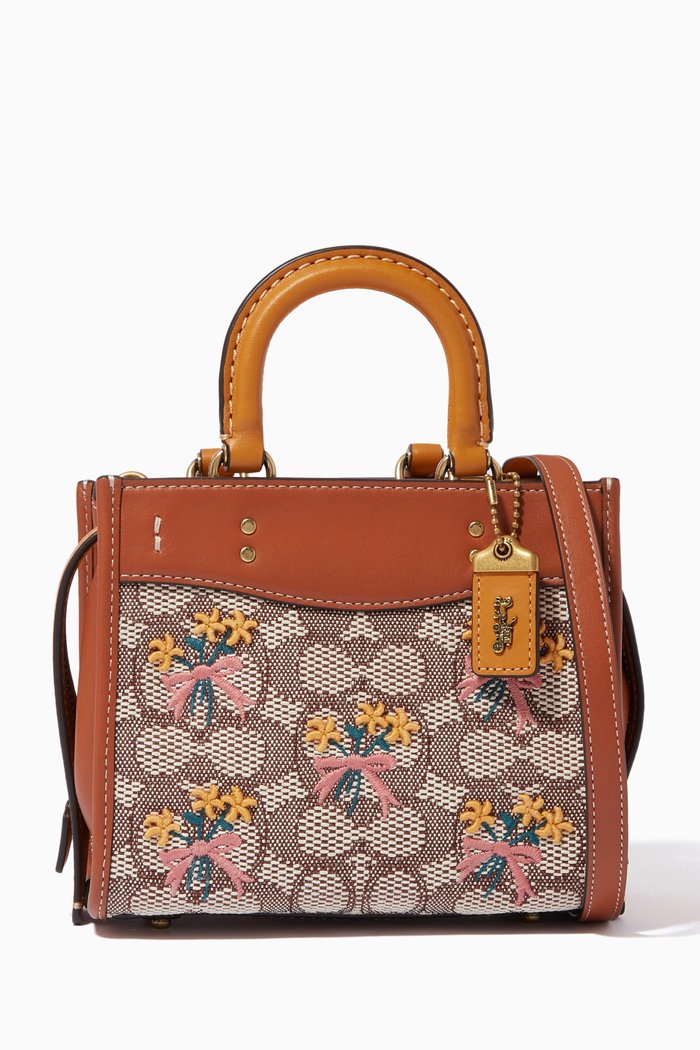 

Rogue 17 Bag with Bouquet Motif in Signature Textile Jacquard, Brown