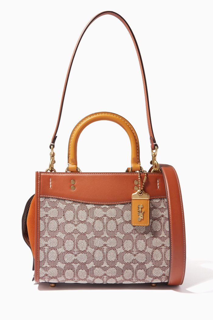 Rogue 25 Bag with Bouquet Motif in Signature Textile Jacquard, Brown