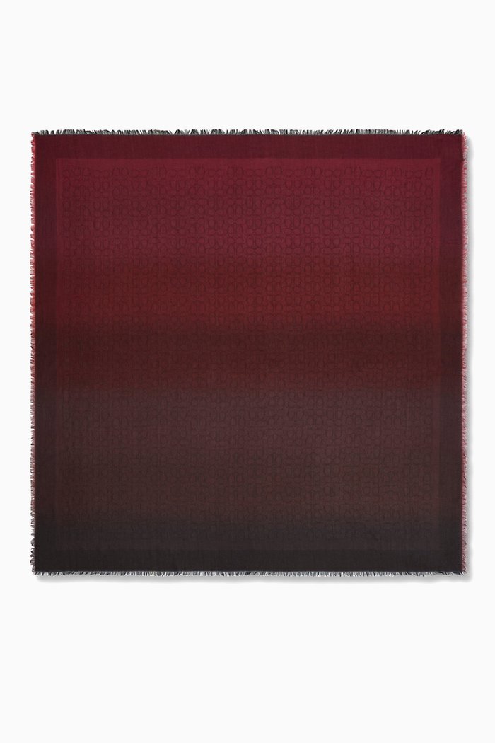 

Oversized Square Scarf in Signature Ombré Jacquard, Red