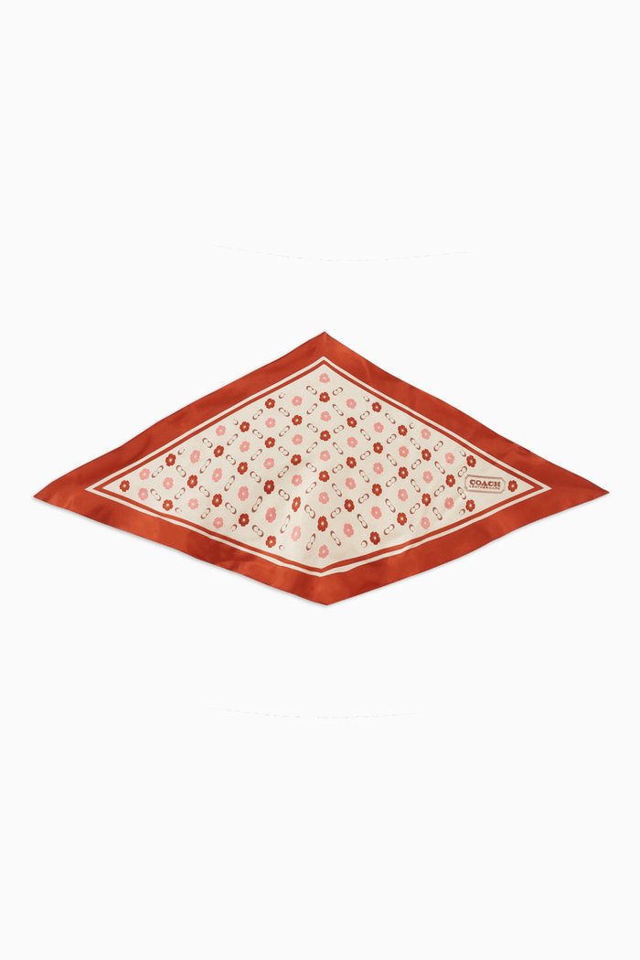 

Diamond Scarf in Tea Rose Print Silk, Red