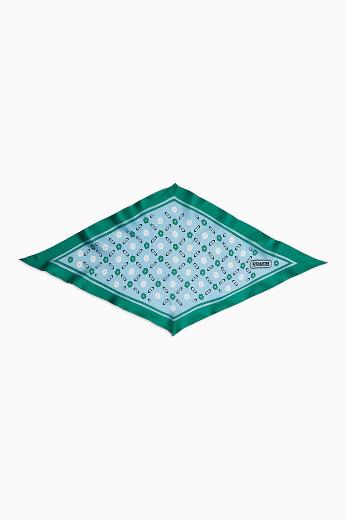 

Diamond Scarf in Tea Rose Print Silk, Green