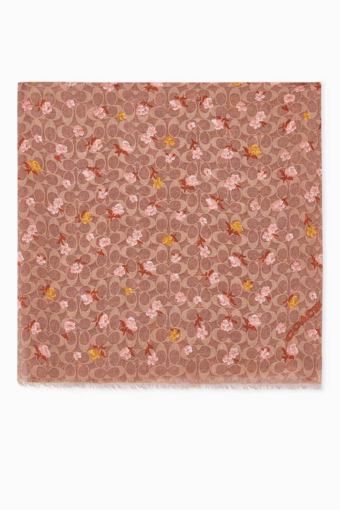 

Signature Floral Print Oblong Scarf in Modal Silk, Multicolor