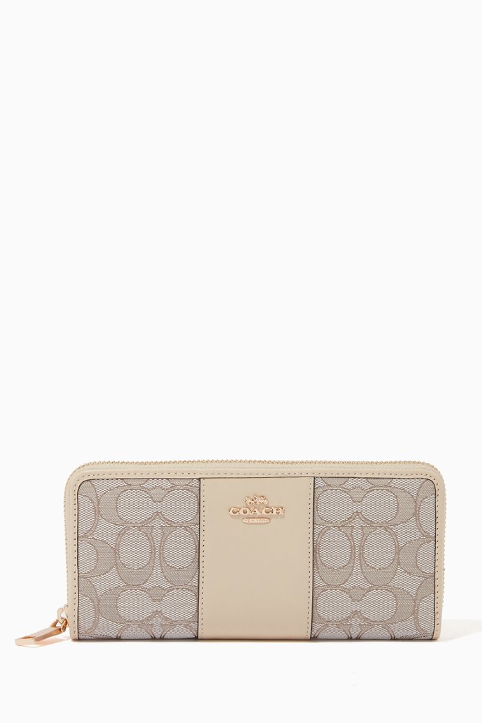 

Accordion Wallet In Signature Jacquard and Leather, White