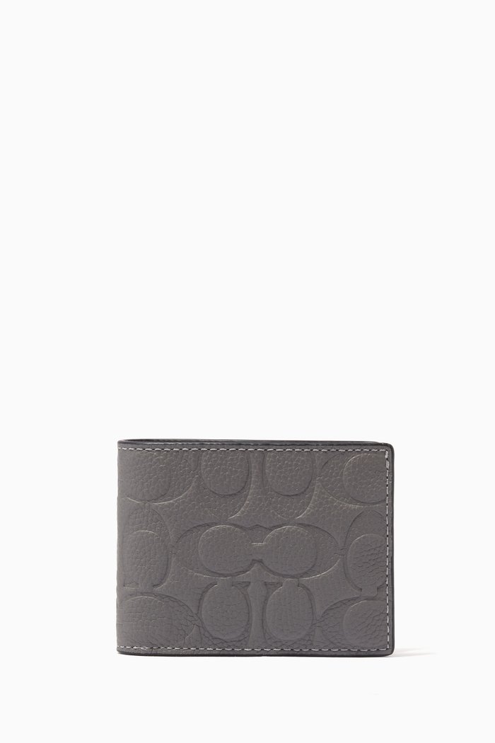 

Slim Billfold Wallet in Signature Leather, Grey
