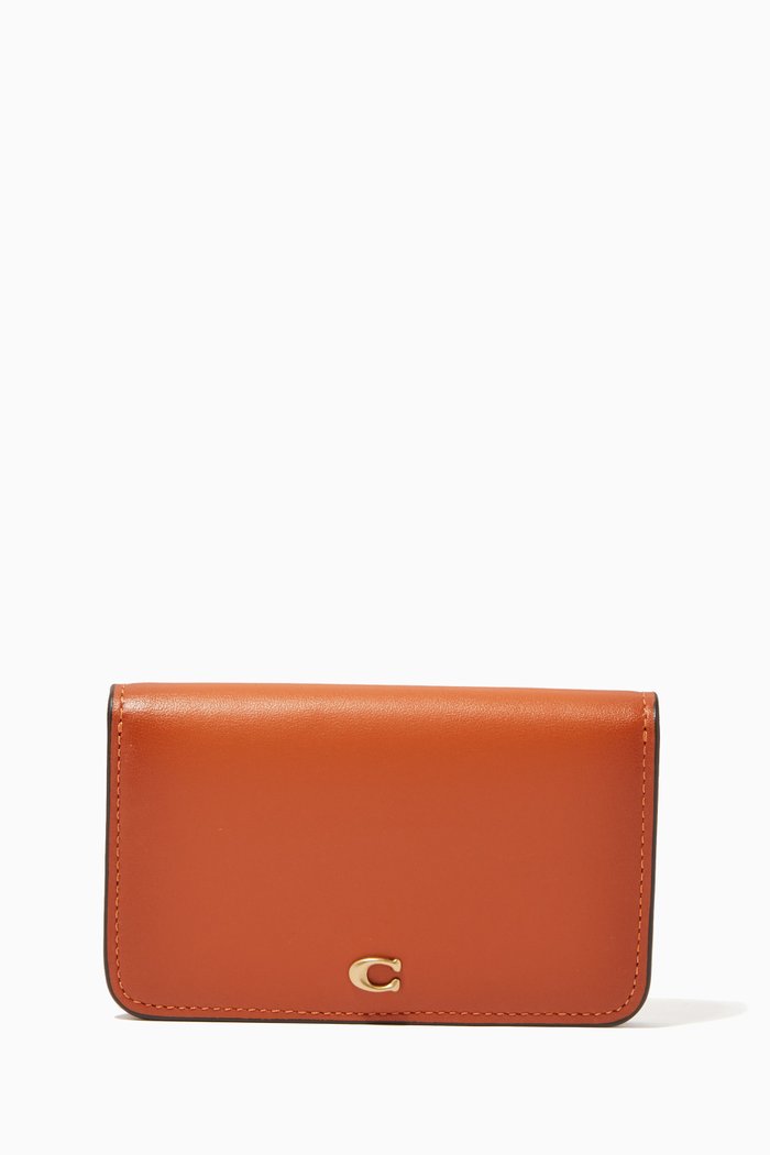 

Slim Card Case in Leather, Orange