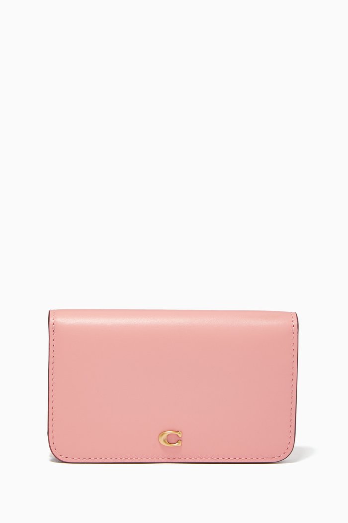 

Slim Wallet in Colour-block Leather, Pink